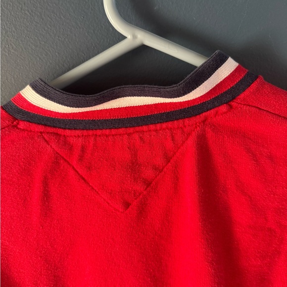 Tommy Hilfiger Red V-Neck Sweater with Collegiate Style - Picture 4 of 7